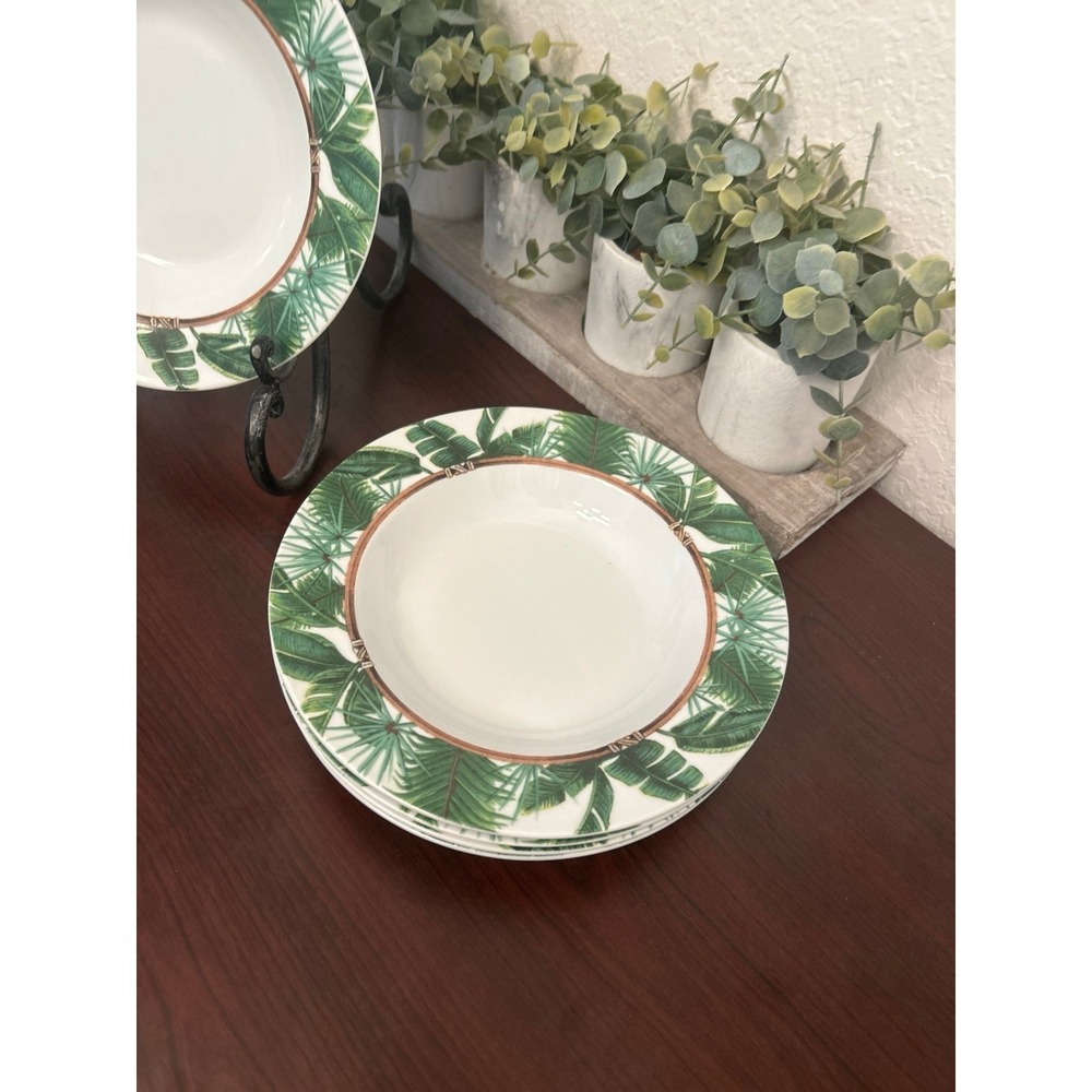 Florida Marketplace Palm Island ceramic rimmed soup bowls set of 5